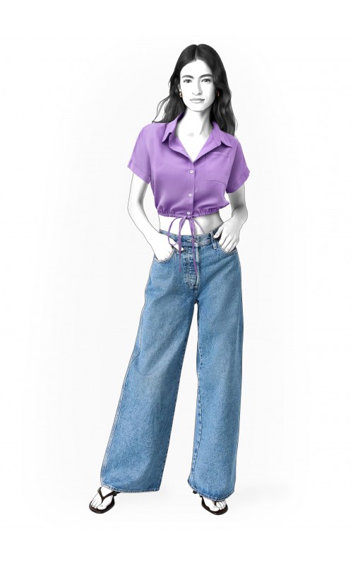 2579 · Блузка укороченная со шнурком — Фото