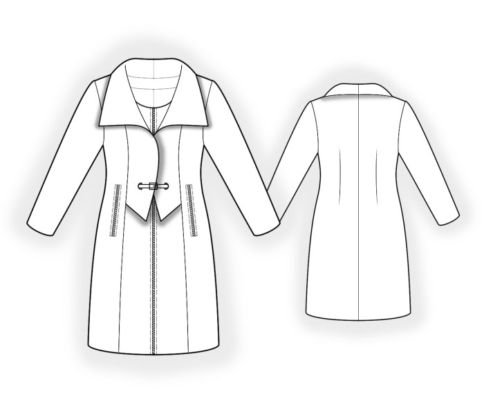 2901 · Пальто с декоративными лацканами — Техрисунок крупно
