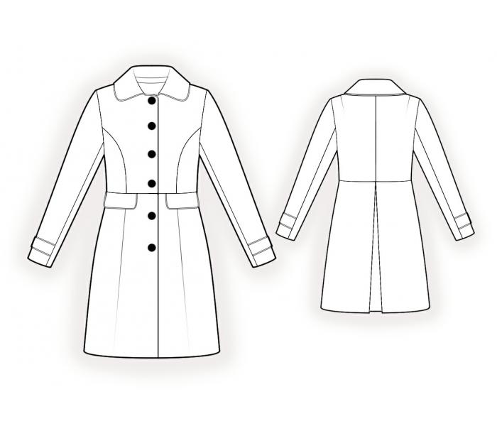 4333 · Пальто отрезное по талии — Техрисунок крупно