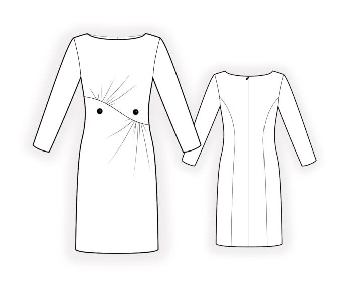 4394 · Платье со сборкой на талии — Техрисунок крупно