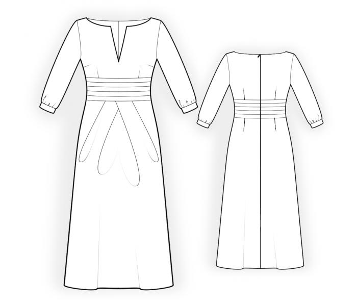 4463 · Платье с гипюровым рукавом — Техрисунок крупно