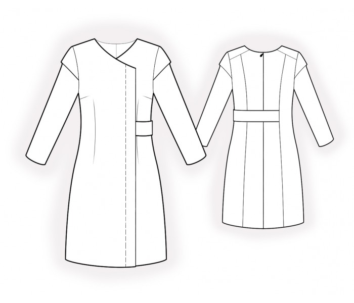 4879 · Платье с трикотажными рукавами — Техрисунок крупно