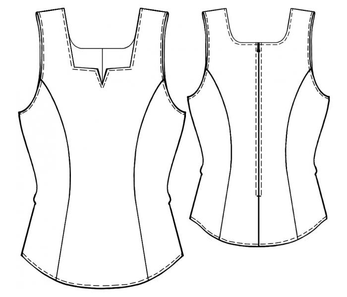 5333 · Топ с квадратной горловиной — Техрисунок крупно