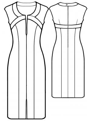 5589 · Короткое платье с фигурным вырезом. — Техрисунок
